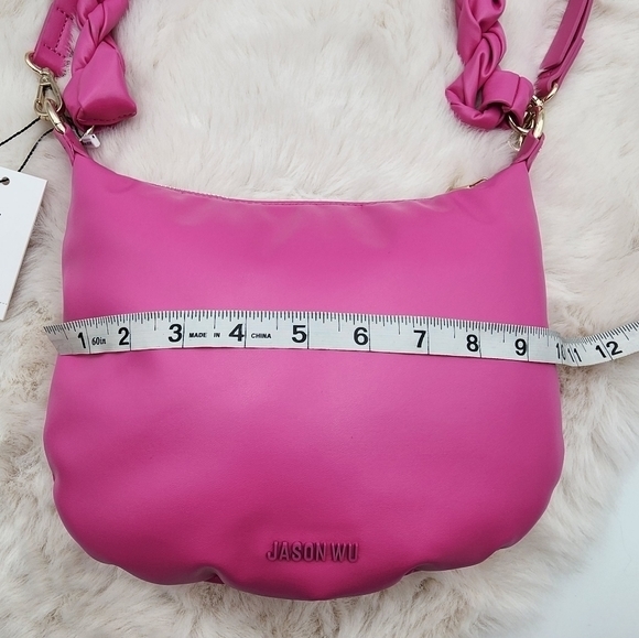 Jason Wu hot pink‎ vegan leather crossbody bag Braided leather handle NWT - Picture 10 of 11